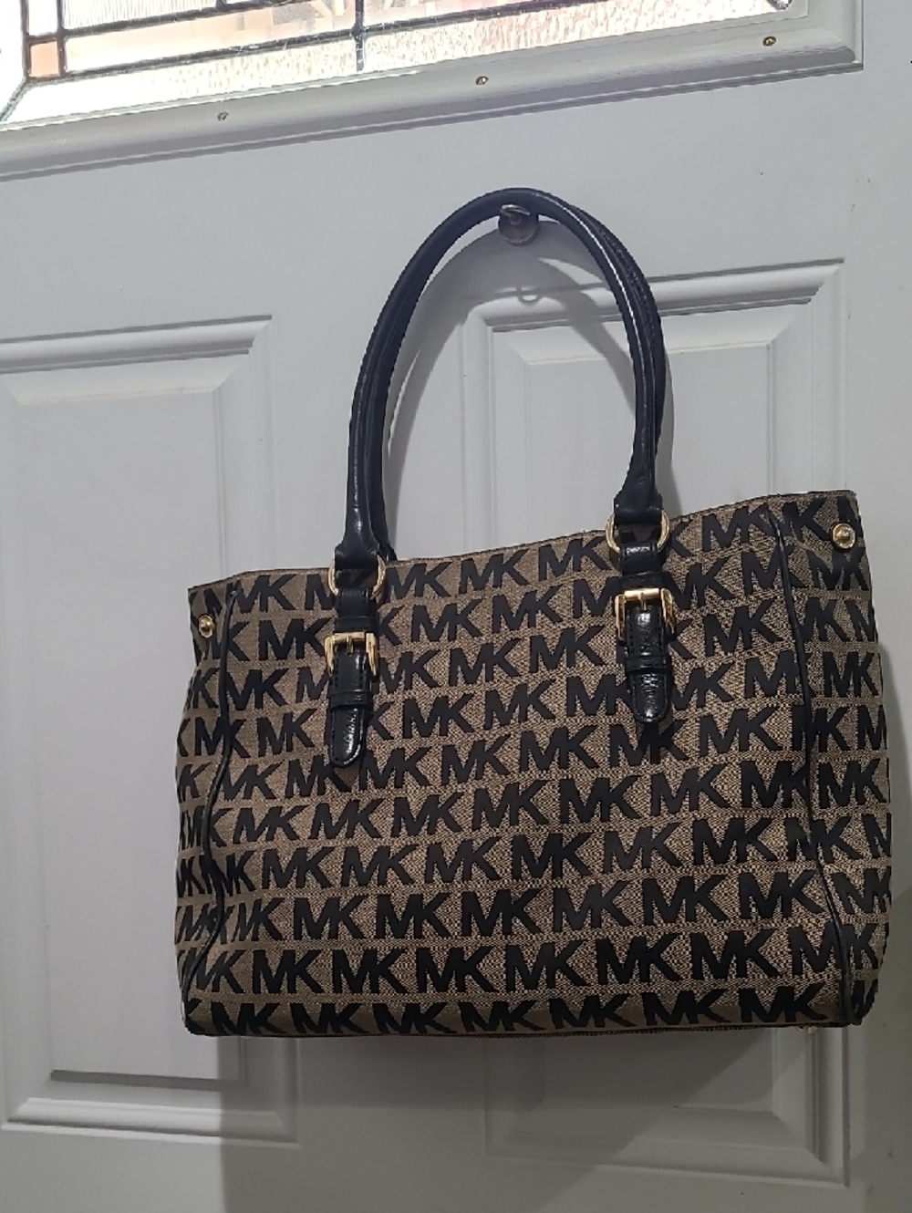 Michael Kors Brown and Black MK Signature Tote - Picture 2 of 10